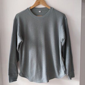Uniqlo Bluish-Grey Waffle-Knit Top, Small